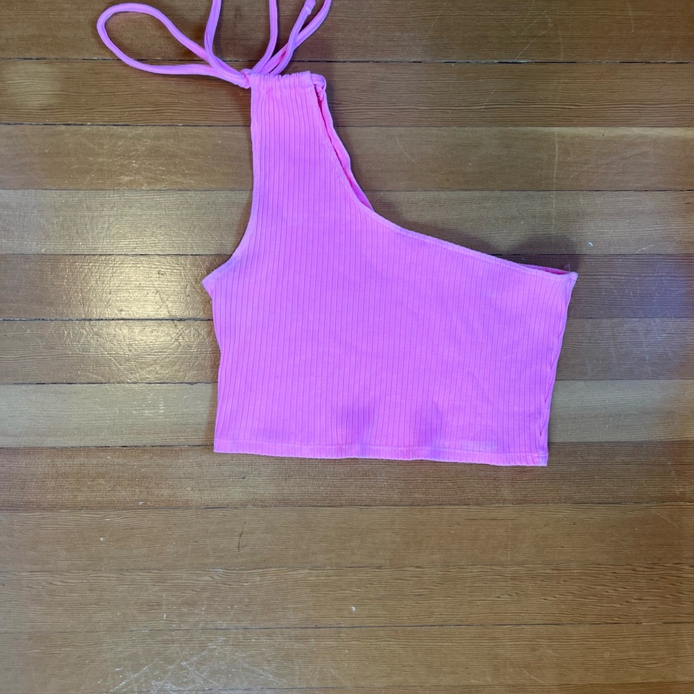 Aerie pink One-Shoulder Ribbed Crop Top